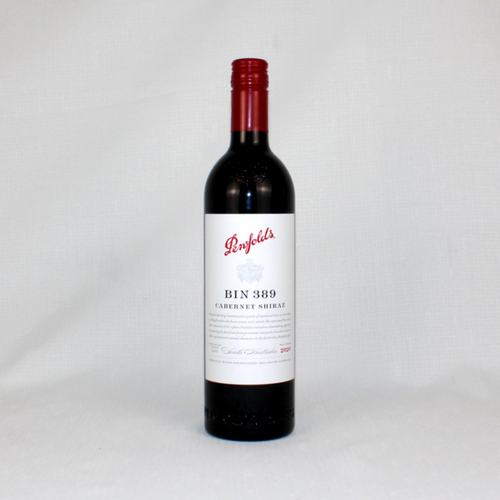 Bottle of Penfolds Bin 389 on white background