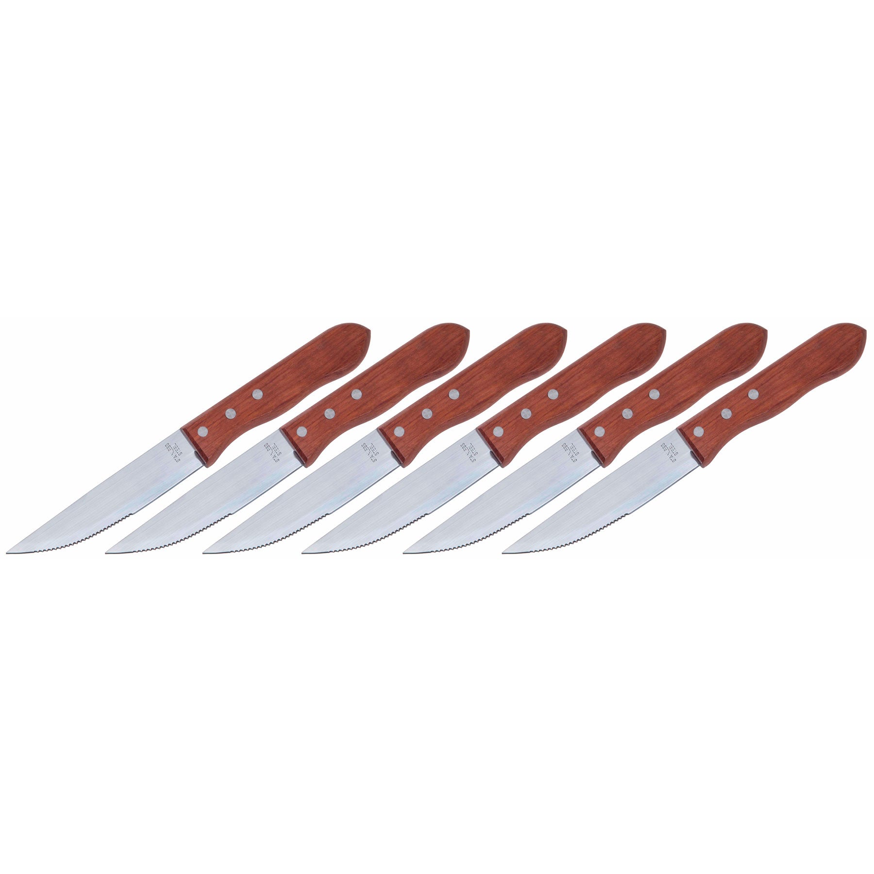 6 steak knives with stainless steel blade and rosewood handle