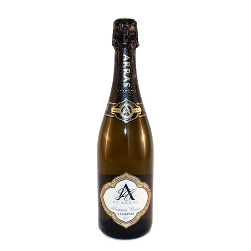 bottle of House of Arras Sparkling Australian Wine on white background