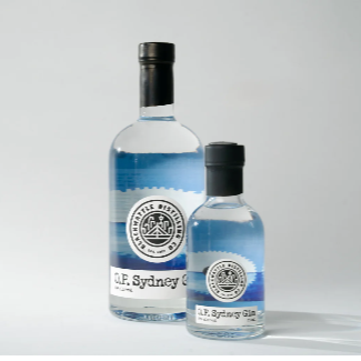 small and large bottle of Sydney Gin next to each other on white background