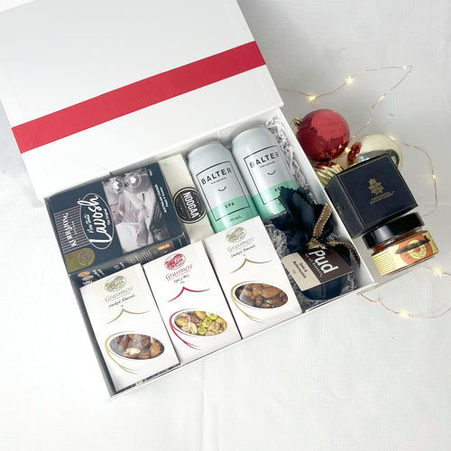 Christmas gift hamper with Australian craft beer, Christmas pudding and selection of premium sweet and savoury treats