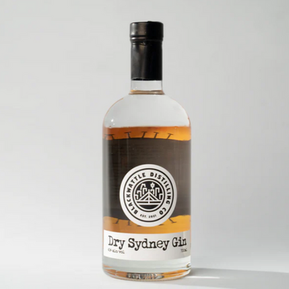 small bottle of dry Sydney Gin on white background